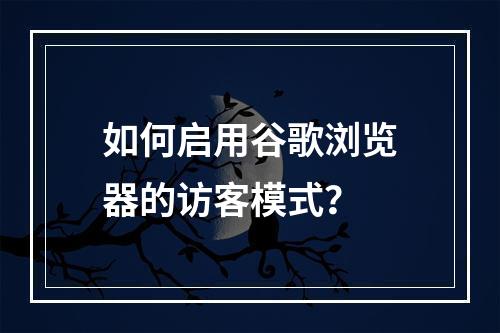 如何启用谷歌浏览器的访客模式?