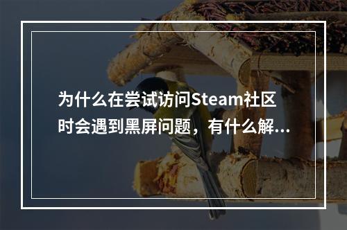 为什么在尝试访问Steam社区时会遇到黑屏问题,有什么解决方法吗?