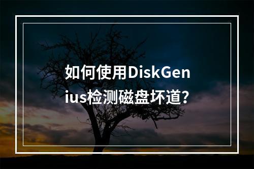 如何使用DiskGenius检测磁盘坏道?