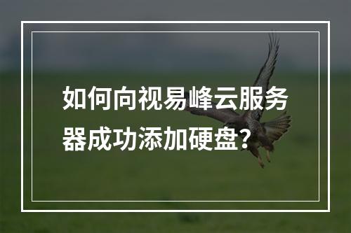 如何向视易峰云服务器成功添加硬盘?