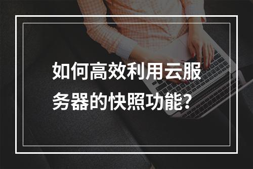 如何高效利用云服务器的快照功能?