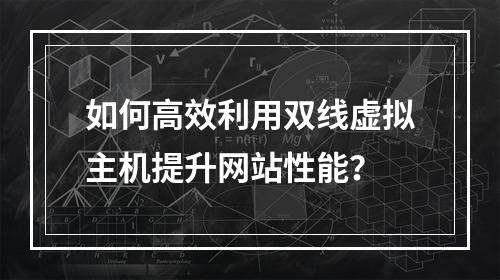 如何高效利用双线虚拟主机提升网站性能?