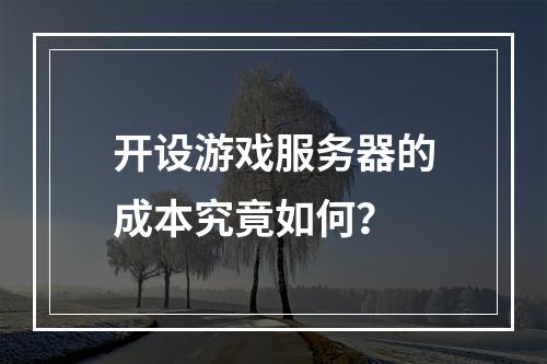 开设游戏服务器的成本究竟如何?