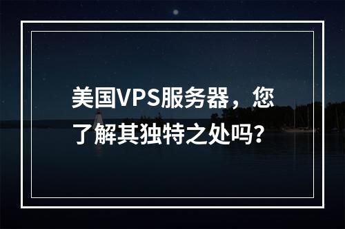 美国VPS服务器,您了解其独特之处吗?