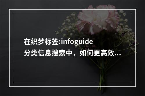 在织梦标签:infoguide分类信息搜索中,如何更高效地在地区与小分类间进行筛选?