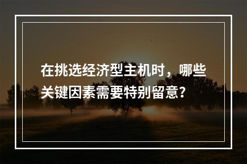 在挑选经济型主机时,哪些关键因素需要特别留意?