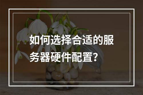 如何选择合适的服务器硬件配置?