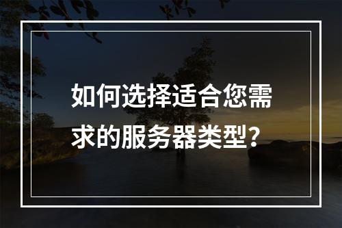 如何选择适合您需求的服务器类型?