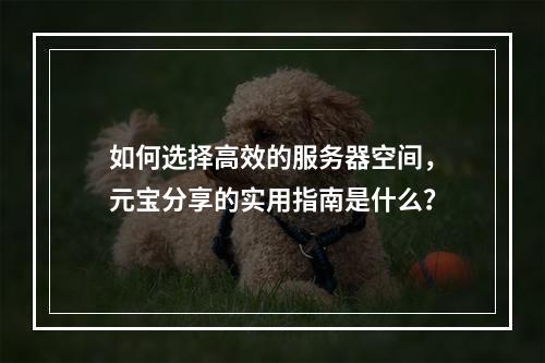 如何选择高效的服务器空间,元宝分享的实用指南是什么?