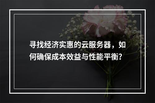 寻找经济实惠的云服务器,如何确保成本效益与性能平衡?