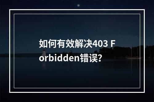 如何有效解决403 Forbidden错误?