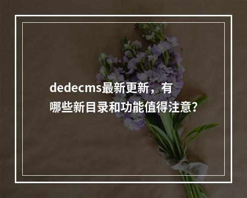 dedecms最新更新,有哪些新目录和功能值得注意?