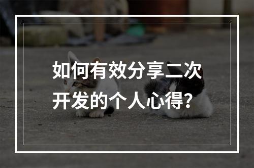 如何有效分享二次开发的个人心得?