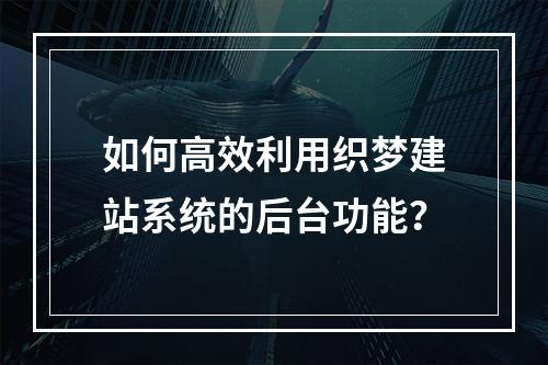 如何高效利用织梦建站系统的后台功能?
