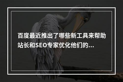 百度最近推出了哪些新工具来帮助站长和SEO专家优化他们的网站?