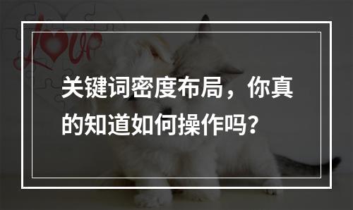 关键词密度布局,你真的知道如何操作吗?