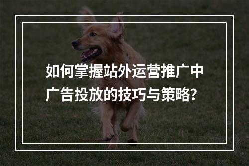 如何掌握站外运营推广中广告投放的技巧与策略?