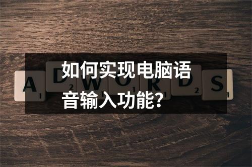 如何实现电脑语音输入功能?