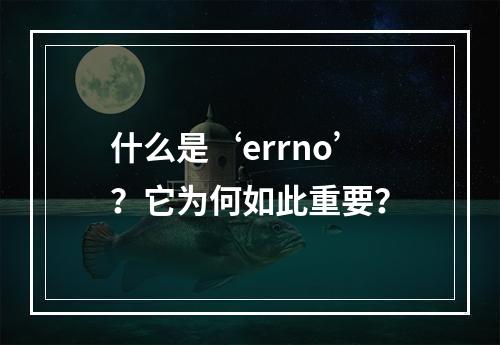 什么是‘errno’?它为何如此重要?