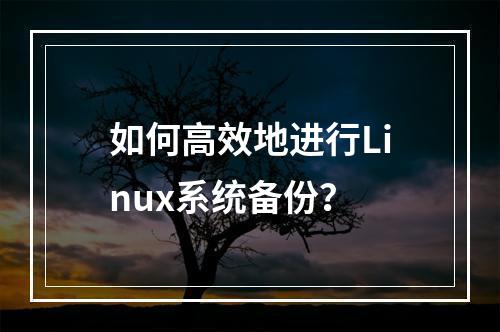 如何高效地进行Linux系统备份?