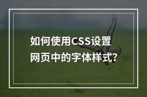 如何使用CSS设置网页中的字体样式?