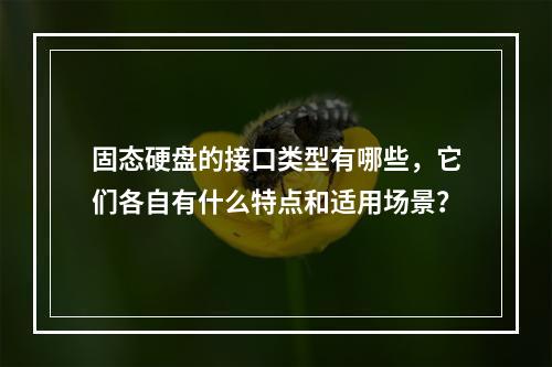 固态硬盘的接口类型有哪些,它们各自有什么特点和适用场景?