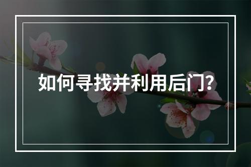 如何寻找并利用后门?