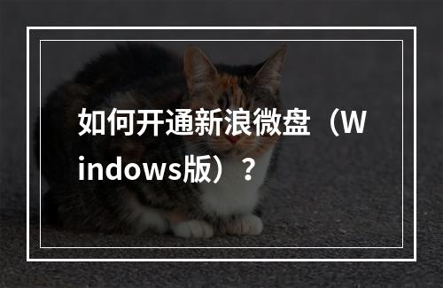 如何开通新浪微盘(Windows版)?