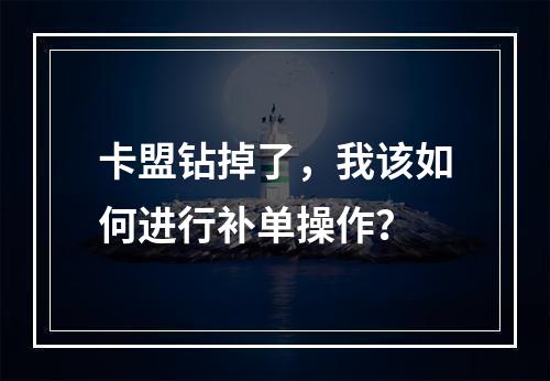 卡盟钻掉了,我该如何进行补单操作?
