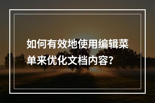 如何有效地使用编辑菜单来优化文档内容?