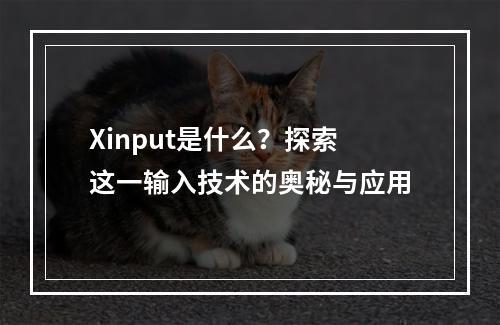 Xinput是什么?探索这一输入技术的奥秘与应用