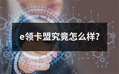 e领卡盟究竟怎么样?