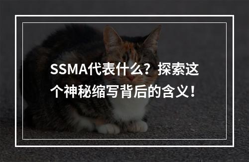 SSMA代表什么?探索这个神秘缩写背后的含义!