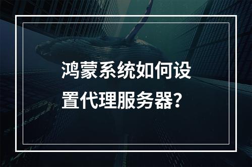 鸿蒙系统如何设置代理服务器?