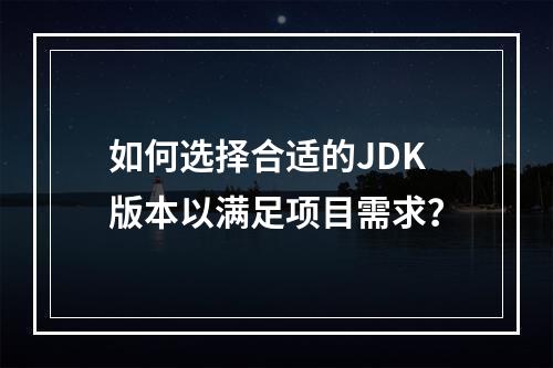 如何选择合适的JDK版本以满足项目需求?