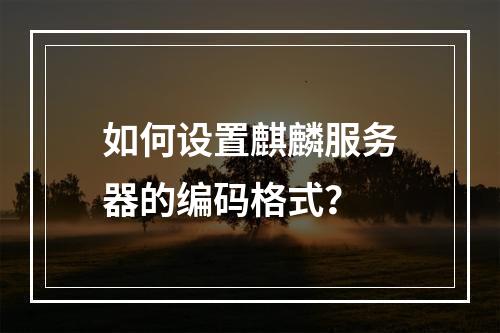 如何设置麒麟服务器的编码格式?