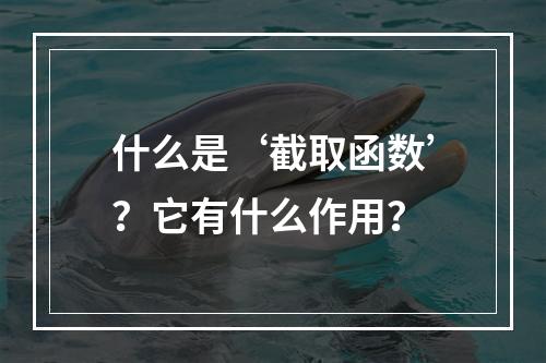 什么是‘截取函数’?它有什么作用?