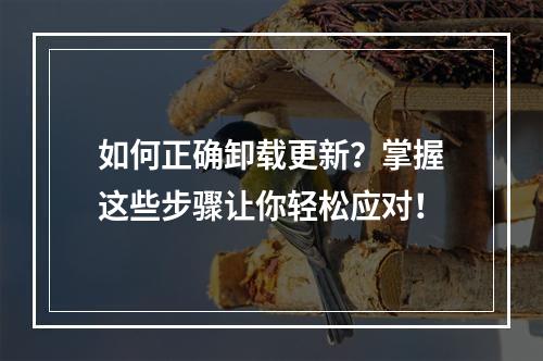 如何正确卸载更新?掌握这些步骤让你轻松应对!