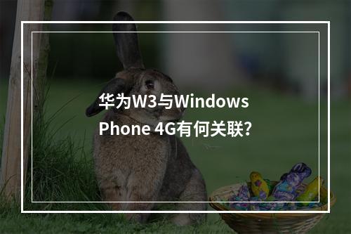 华为W3与Windows Phone 4G有何关联?