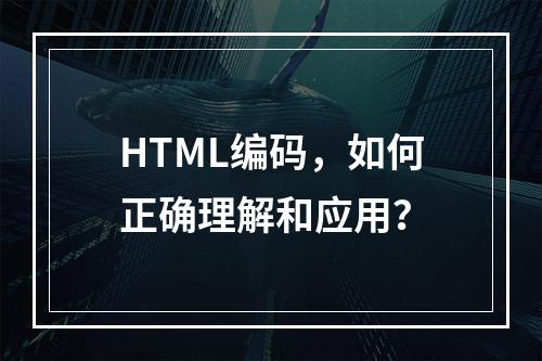 HTML编码,如何正确理解和应用?