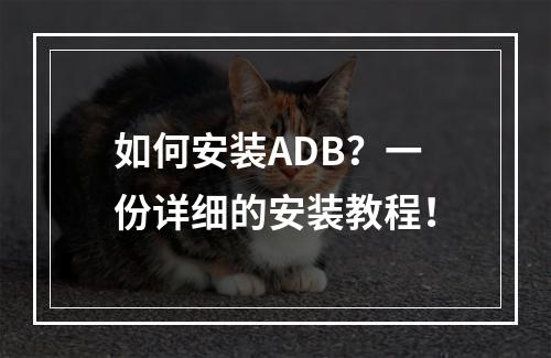 如何安装ADB?一份详细的安装教程!