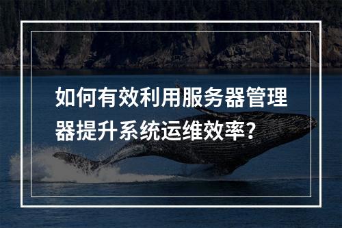 如何有效利用服务器管理器提升系统运维效率?