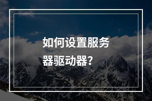 如何设置服务器驱动器?