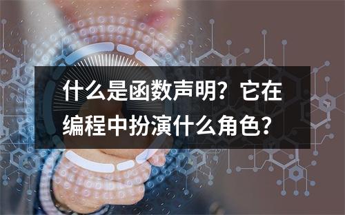 什么是函数声明?它在编程中扮演什么角色?
