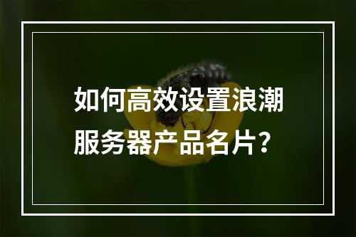 如何高效设置浪潮服务器产品名片?