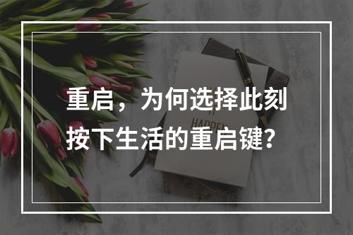 重启,为何选择此刻按下生活的重启键?