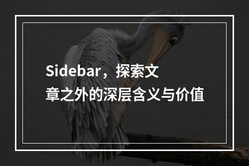 Sidebar,探索文章之外的深层含义与价值