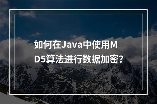 如何在Java中使用MD5算法进行数据加密?