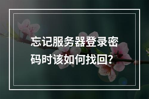 忘记服务器登录密码时该如何找回?