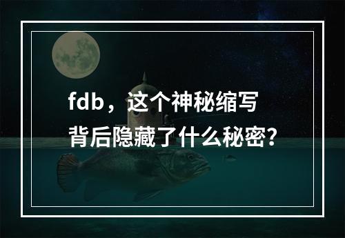 fdb,这个神秘缩写背后隐藏了什么秘密?